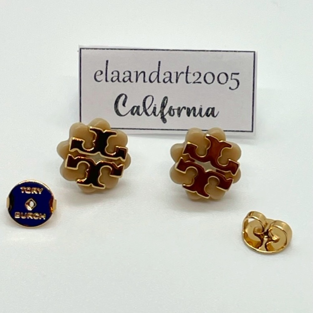 Tory Burch Logo Flower Resin Stud Earring NWT